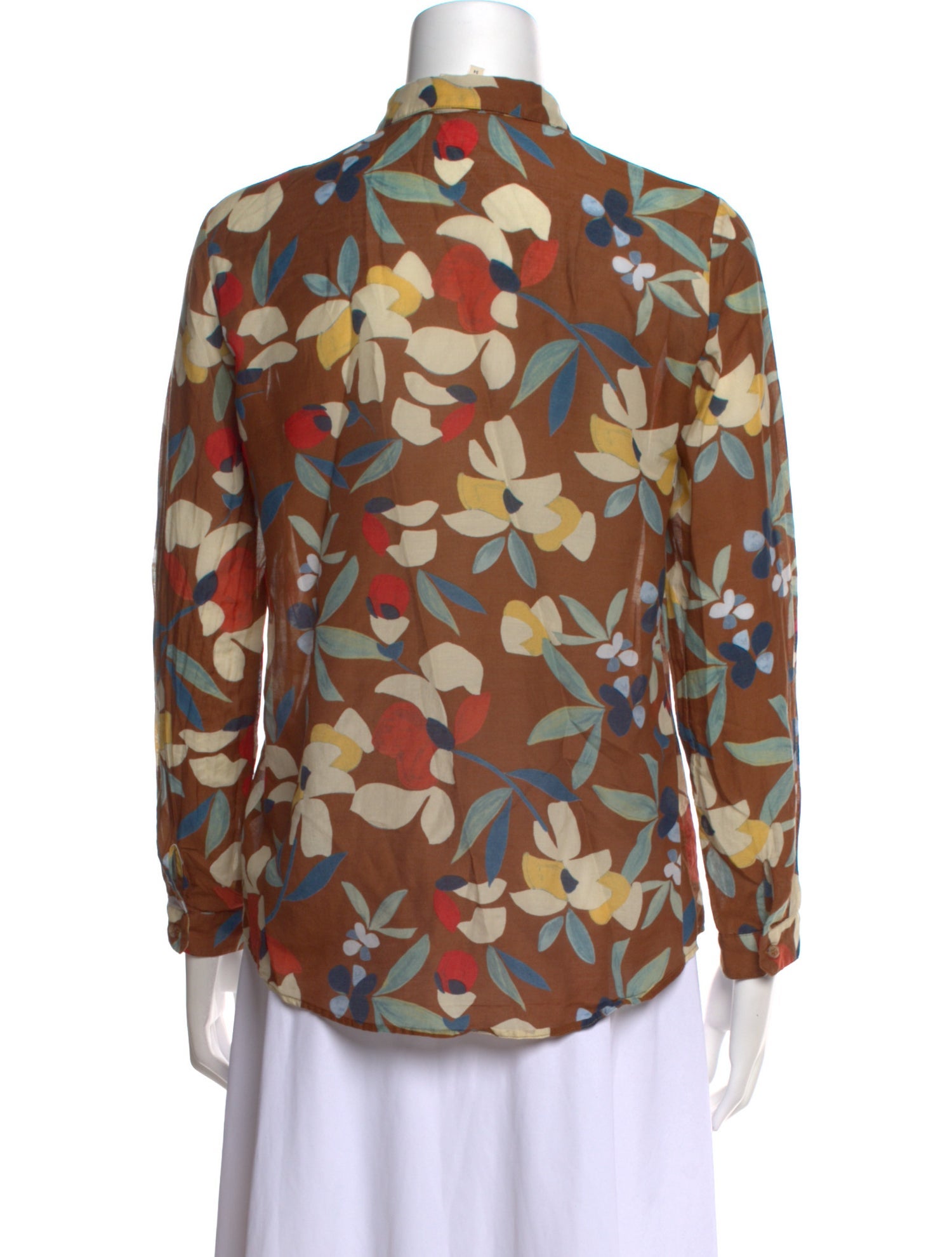 Sézane Floral Print Long Sleeve Button-Up Top